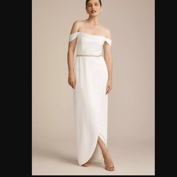 BHLDN Cleo Off-The-Shoulder Satin Maxi Dress - Size 4 - NWT